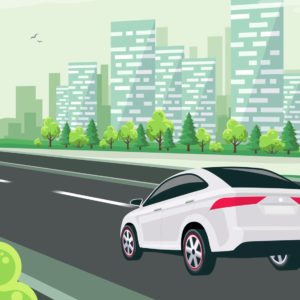 Car driving down the road